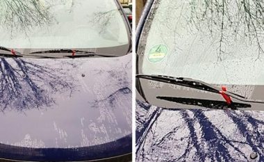 Kapëset e rrobave, praktike në parandalimin e ngrirjes së fshesave të xhamit të veturës (Foto)