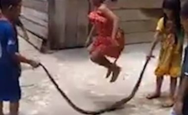 Në vend të litarit, fëmijët vietnamez përdorin gjarprin e ngordhur për të luajtur
