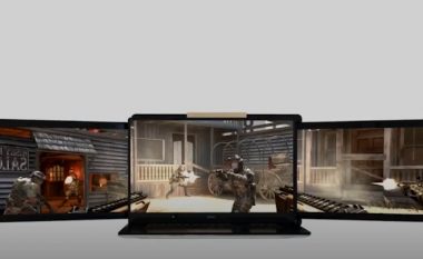 Monitori i zgjuar i laptopit që mund të hapet në tri ekrane të ndryshme
