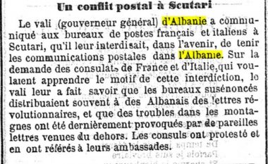 Konflikti diplomatik postar në Shkodër në 1888