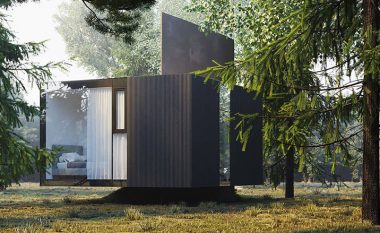 Në vetëm 5×5 metra katrorë, arkitektët kanë krijuar hapësirë të rehatshme në të cilën mund të qëndrojnë rehat dy persona