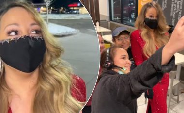 Mariah Carey shkon në McDonald’s e veshur me një fustan elegant