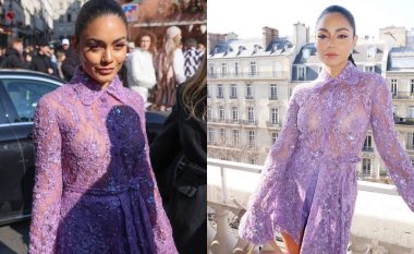 Vanessa Hudgens shkëlqeu me fustan të tejdukshëm dhe pantallona të shkurtra në shfaqjen e Valentino gjatë Javës së Modës në Paris