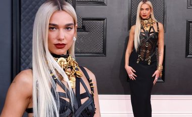 Dua Lipa mahnit me fustanin ikonik të skllavërisë Versace në tapetin e kuq të “Grammy Awards 2022”