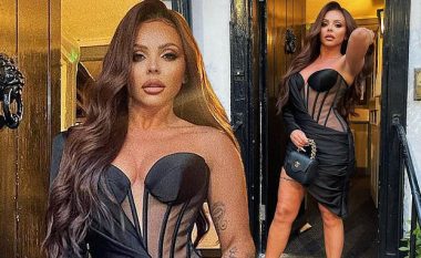 Jesy Nelson mahnit e veshur me një fustan korseje rrjetë