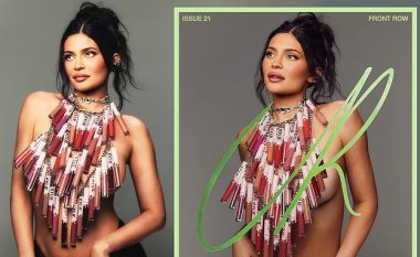 Kylie Jenner zgjedh të mbuloj gjoksin me 40 buzëkuq në kopertinën e “CR Fashion Book”