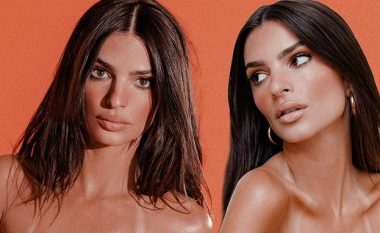 Emily Ratajkowski pozon ‘topless’ për të promovuar koleksionin e ri të bikinive