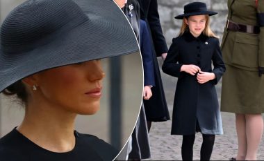 Meghan Markle dhe Princesha e vogël Charlotte vendosin aksesorë të dhuruar nga Mbretërsha Elizabeth II në funeralin e saj