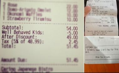 Faturat me mesazhe qesharake që u janë dhënë klientëve nëpër restorante anembanë botës