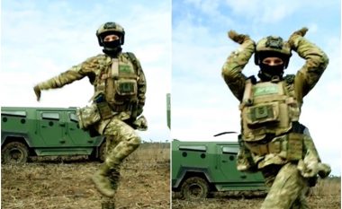 Ushtarja ukrainase ‘çmend’ rrjetin me vallëzimin e saj