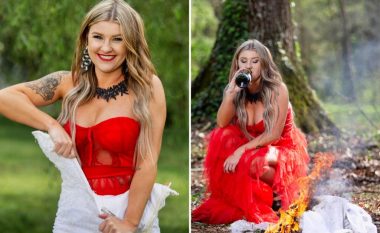 Amerikania ‘kremtoi’ divorcin duke i vënë flakën fustanit të nusërisë