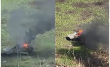 Momenti kur Ukraina shkatërron me artileri tanket ruse në një fushë të hapur