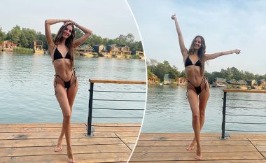 Në poza atraktive në bikini, Emina Çunmulaj tregon vijën e saj të trupit nga pushimet në Ulqin