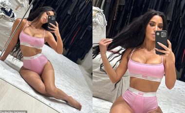 Kim Kardashian shfaq belin e saj të hollë me të brendshme rozë për një ‘selfie’ të zjarrtë