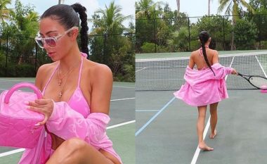 Kim Kardashian vë në pah linjat joshëse të trupit, teksa pozon me bikini në një fushë tenisi