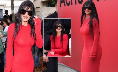 Kylie Jenner merr vëmendje në Javën e Modës në Paris e veshur e tëra në të kuqe