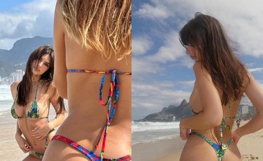 Emily Ratajkowski publikon fotografi provokuese me bikini nga një plazh në Brazil