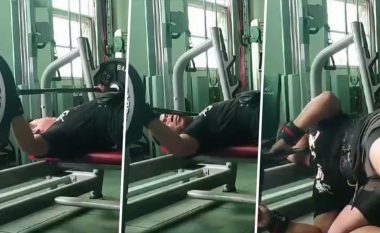 Ja pse nuk është ide e mirë të stërviteni i vetëm me pesha: Ky djalë mezi ia doli
