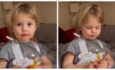 Vajza preu vetë flokët, shikoni reagimin e nënës së saj