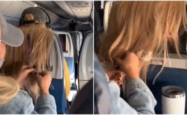 Hakmarrje apo tallje në aeroplan – vajza ia ngjet çamçakëzin në flokë një pasagjereje