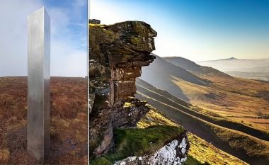Misteri thellohet, monoliti i pestë në formë të çokollatës Toblerone shfaqet në majën e largët të kodrës së Uellsit