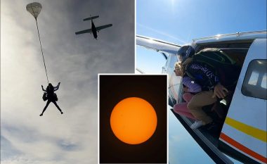 Nga 4,267 metra lartësi u hodhën me parashutë për ta ndjekur eklipsin diellor në Teksas