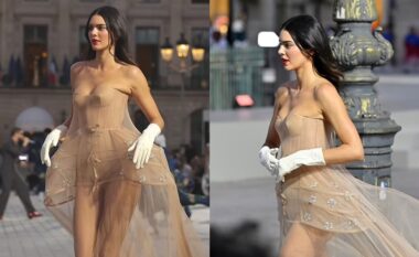 Kendall Jenner duket mbresëlënëse me një fustan tejet të veçantë, në pistën e Vogue World Paris