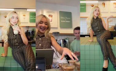 Pasi kënga e saj “Espresso” u bë hit, Sabrina Carpenter befason fansat duke punuar si bariste për të shërbyer kafe falas