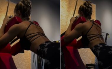 E përkushtuar në masë të madhe ndaj palestrës – Xhensila Myrtezaj publikon fotografi duke bërë ushtrime