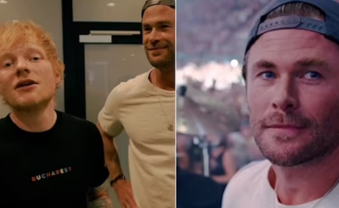 Aktori Chris Hemsworth befason fansat me paraqitjen e tij në koncertin e Ed Sheeran në Rumani