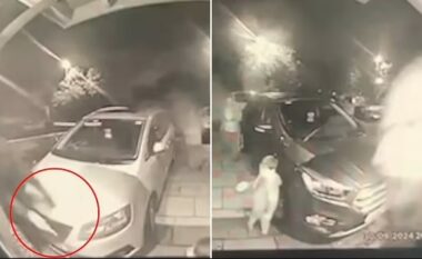 Kamera e sigurisë në Britani kap momentin kur sulmuesi i maskuar qëllon me armë në këmbë burrin, gjithçka ndodhë para syve të fëmijës
