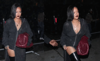 Rihanna duket elegante me një fustan të thurur, teksa shijon darkën me miqtë në Los Angeles