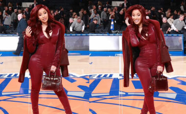 Cardi B shfaqet kokë e këmbë në të kuqe, në lojën Knicks-Bucks në New York