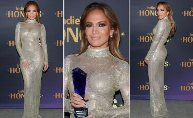 Jennifer Lopez shkëlqen me një fustan të gjatë plot shkëlqim në ceremoninë “Indiewire Honors”