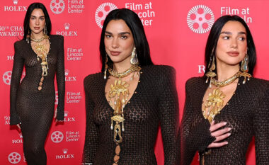 Dua Lipa duket sensacionale me një fustan të zi transparent në gala mbrëmjen e 50 vjetorit të Chaplin Awards në New York