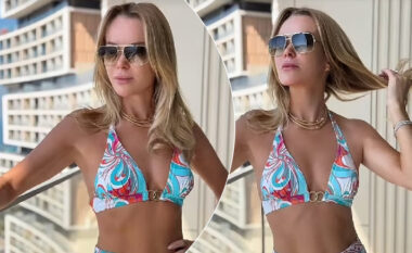 Amanda Holden shkëlqen në Dubai: 54-vjeçarja mahnit me format e saj në bikini elegante