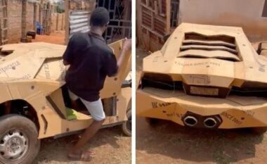Adoleshenti ndërton “Lamborghini nga kartoni” dhe e vozit atë me 40 km/h