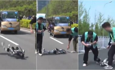 Maratona ku vrapuan krah për krah me njerëz në Kinë – momenti kur dy nga robotët “i tradhtuan këmbët”