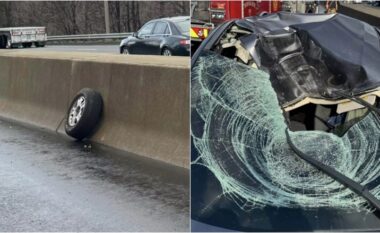 Këto pamje nga Connecticut i SHBA-së tregojnë se sa dëm mund të shkaktojë ‘një gomë e shkëputur’ nëse godet makinën tuaj