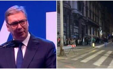 Derisa po e mbante fjalimin Vuçiq, mbështetësit largohen nga tubimi