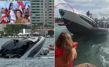 Hipën në jahtin e destinuar për pesë persona, 30 modele evakuohen nga Lamborghini 4.5 milionë dollarësh që filloi të fundoset në Miami