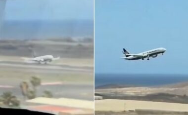 Edhe pse prekë pistën, erërat e forta detyrojnë pilotin e aeroplanit në Spanjë të ngritët sërish në qiell