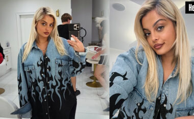 Stili që bie në sy: Bebe Rexha shfaqet me një këmishë xhins me flakë në fotografitë e reja