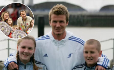Vajza dhe djali nga fotoja ikonike me David Beckham janë të martuar sot dhe së fundmi festuan trofeun e tyre të parë