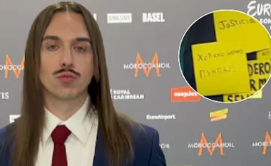 Përfaqësuesi i Estonisë në Eurovision u shfaq me një xhaketë me një sërë mesazhesh interesante: Çfarë shkruhej në to?