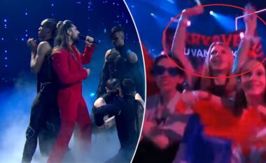 “Duart tuaja janë të përgjakura” – pankartë e fuqishme kundër Serbisë gjatë performancës së artistit serb në ‘Eurovision 2025’