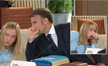 Meloni ‘nuk përmbahet’ pas pëshpëritjes së Macron – kamera kap momentin kur ajo ‘rrotullon sytë’ gjatë takimit të G7