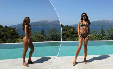 Nora Istrefi rrëmben vëmendjen me bikini të zeza pranë pishinës