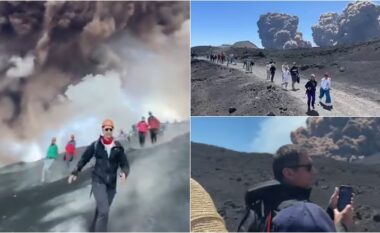 Pamje të reja: Turistët në malin Etna duke ikur për të shpëtuar nga më e keqja, pas shpërthimit dramatik të vullkanit