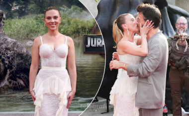 Scarlett Johansson shkëlqen në premierën e “Jurassic World Rebirth” dhe ndan një tjetër puthje me Jonathan Bailey